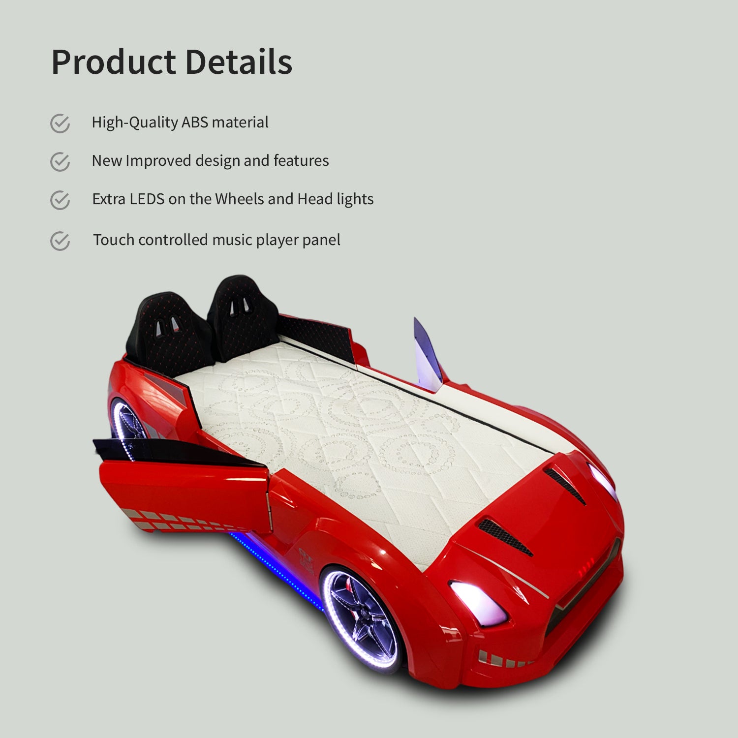 Gtx Sports Racing Red Car Beds with Lights and Sounds