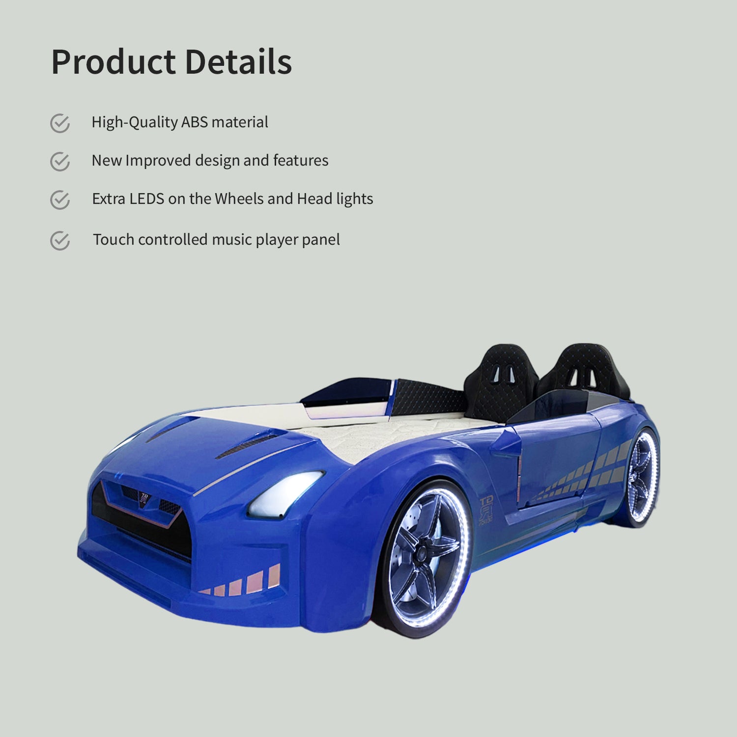 Gtx Sports Racing Blue Car Beds with Lights and Sounds