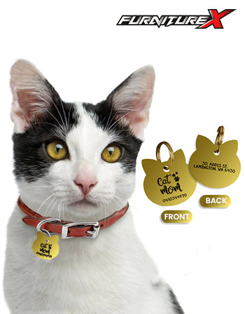 Cat Shaped ID Tag Face In Stainless Steel