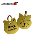 Cat Shaped ID Tag Girl In Stainless Steel