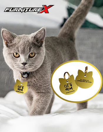 Cat Shaped ID Tag Face In Stainless Steel
