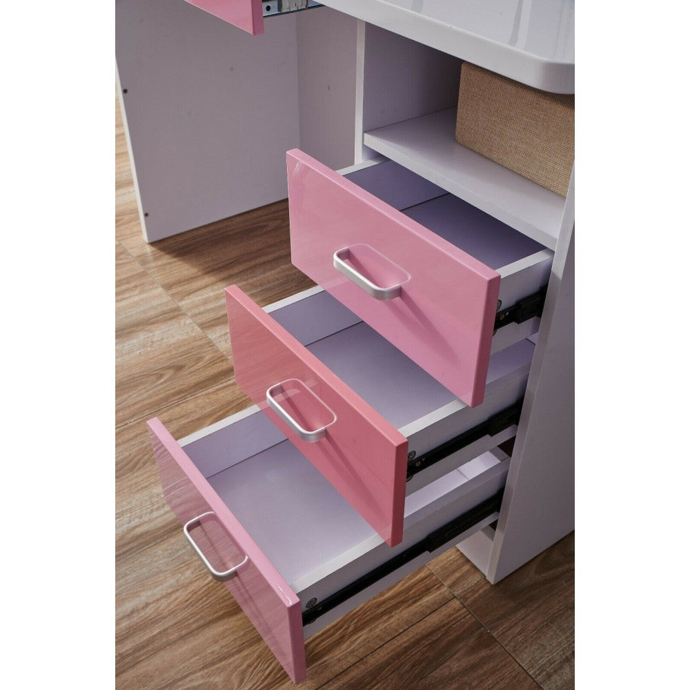 Kids Study Table and chair with bookshelf & Desk for Teens Living/Bed Room, Pink