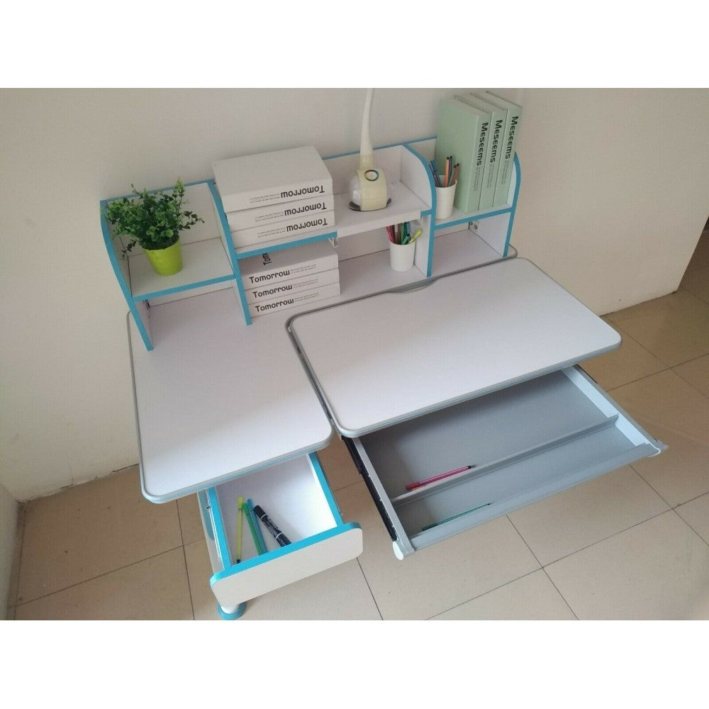 New Kids Study Blue desk with open Book shelf, Height adjustable table / desk